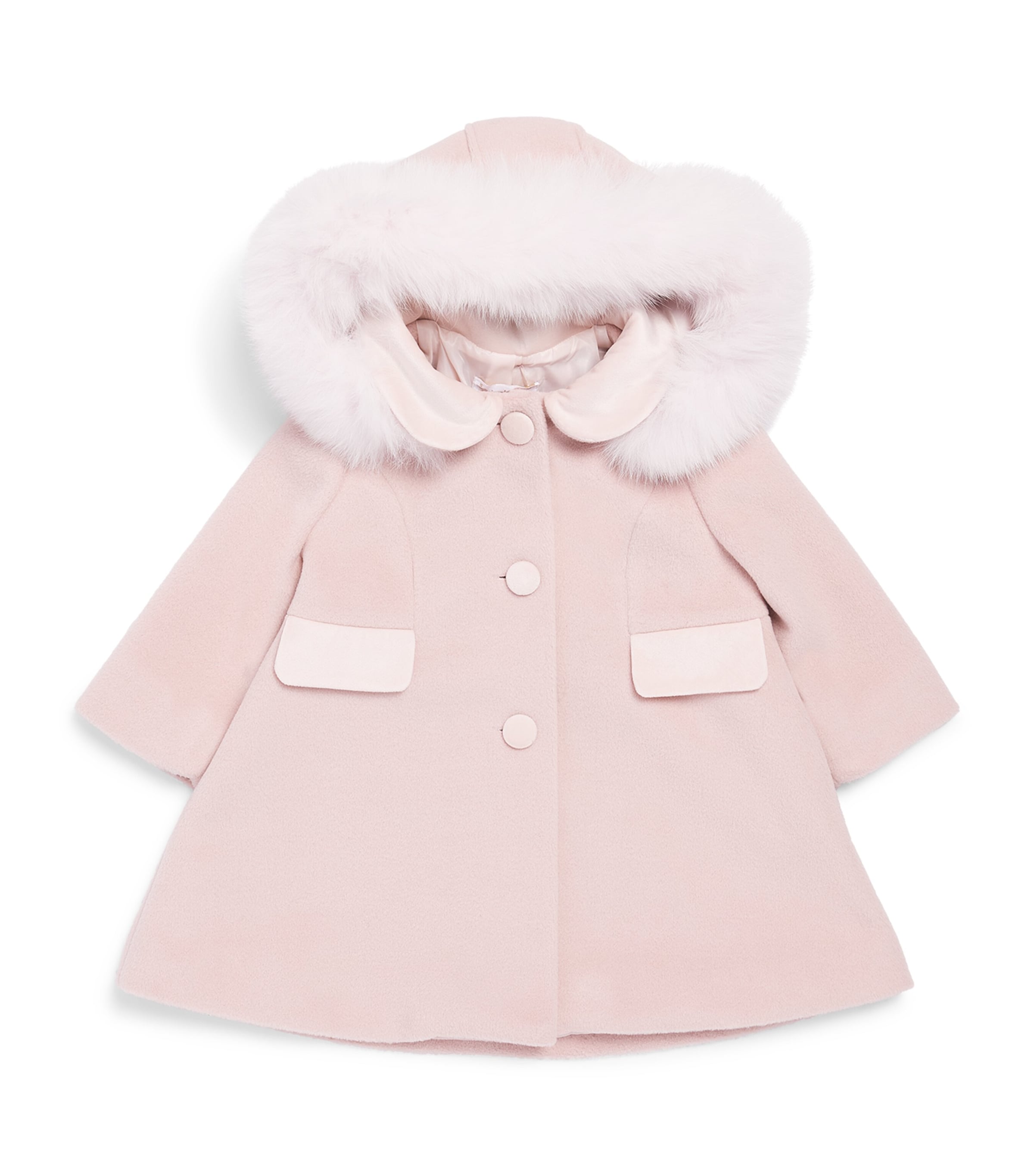 Bimbalo Fur-Trimmed Coat (3-24 Months) Pink