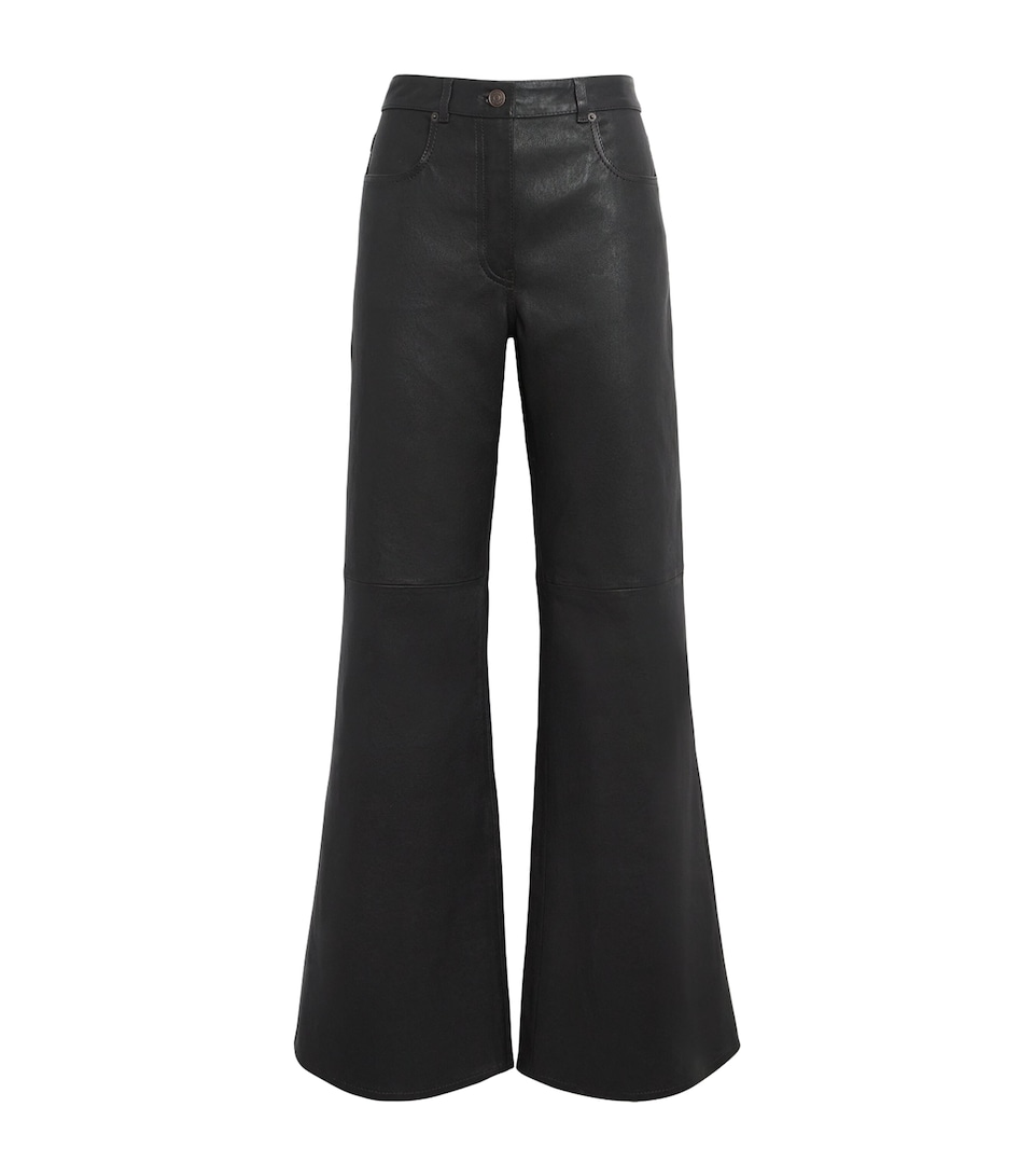 ME+EM Womens Leather Elongator Trousers Black Brown
