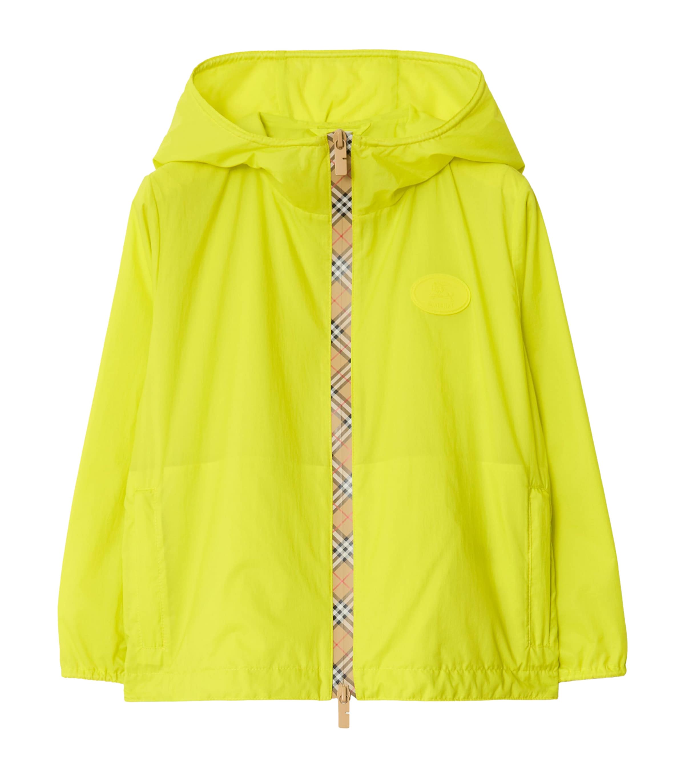 Burberry Kids Nylon Check-Tape Jacket (3-12 Years) Vivid Lime