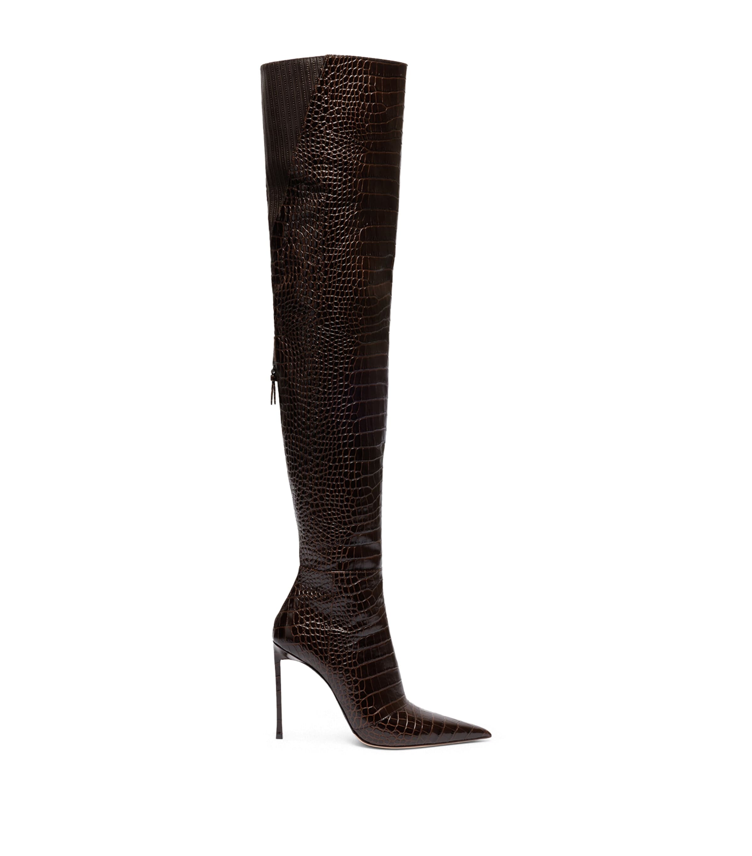 TOM FORD Croc-Embossed Leather Over-The-Knee Boots 105 Ecc
