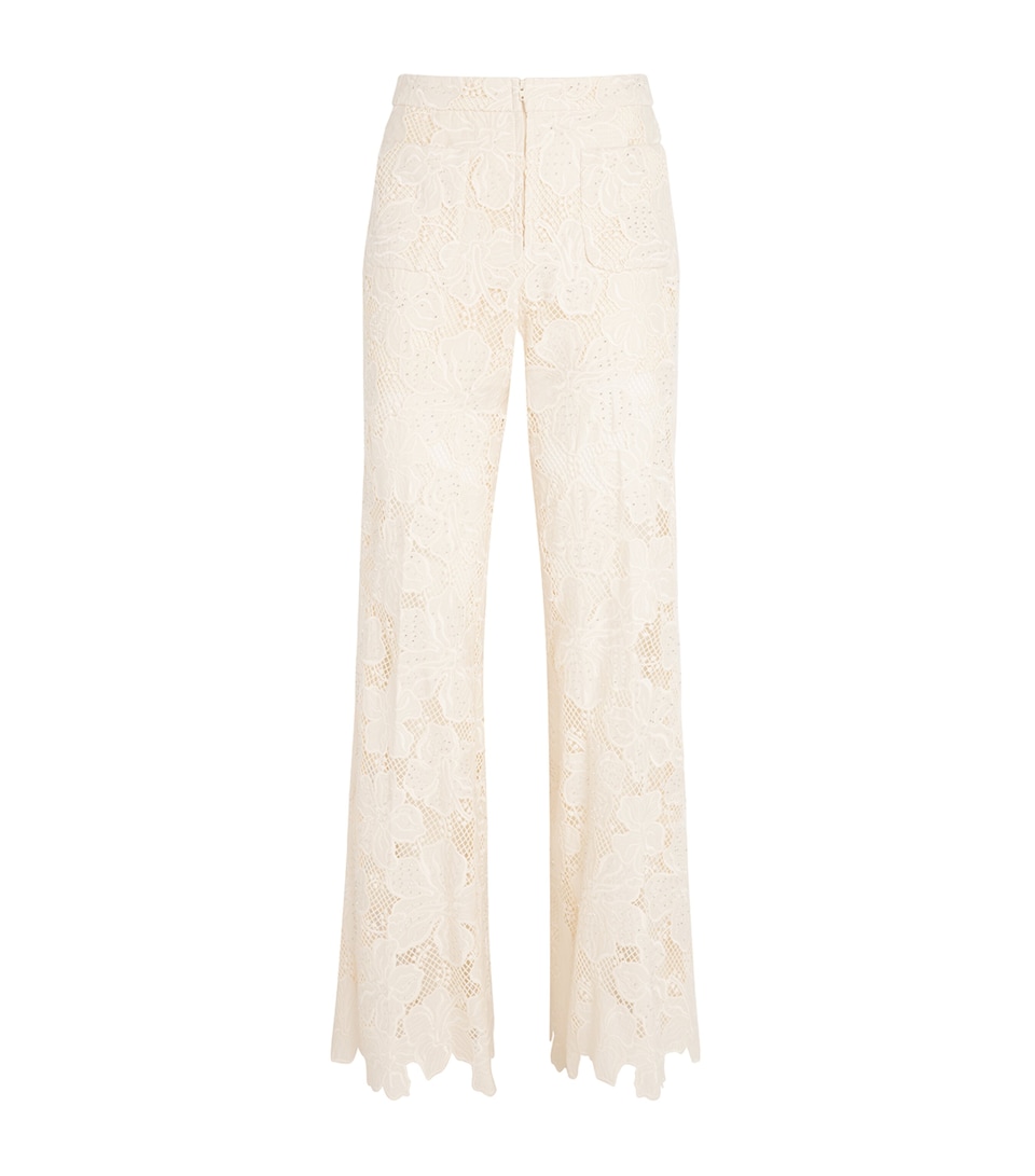 Sandro Paris Womens Guipure Lace Tailored Trousers Ecru