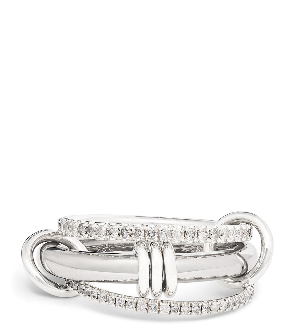 Sterling Silver, Black Gold and Diamond Gemini Ring