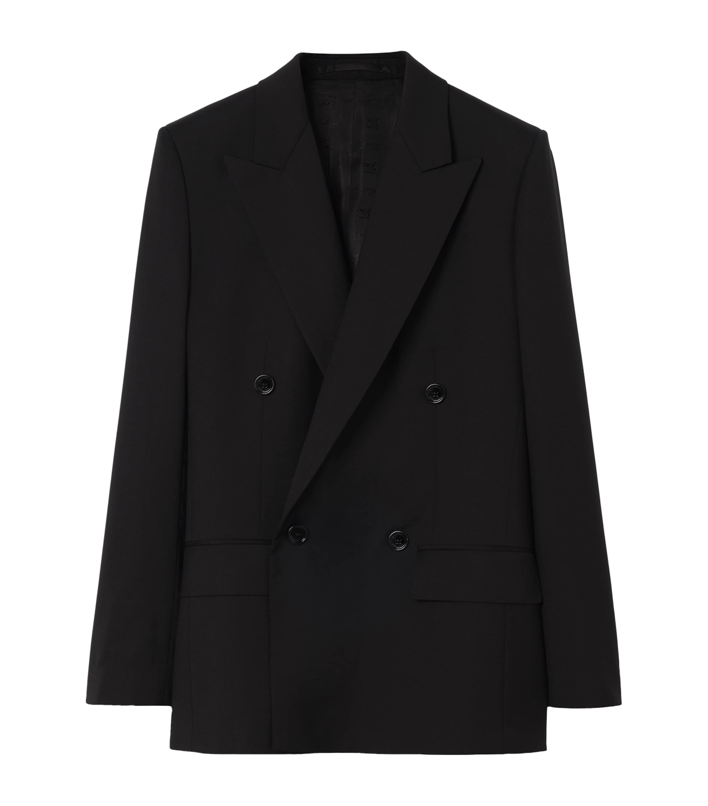 Burberry Womens Wool Double-Breasted Blazer Black