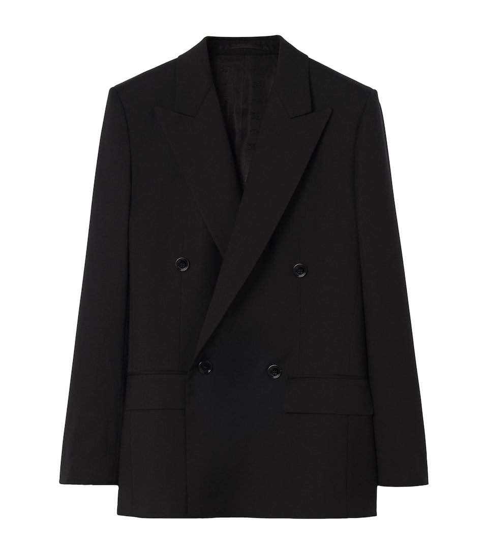 Burberry Womens Wool Double-Breasted Blazer Black