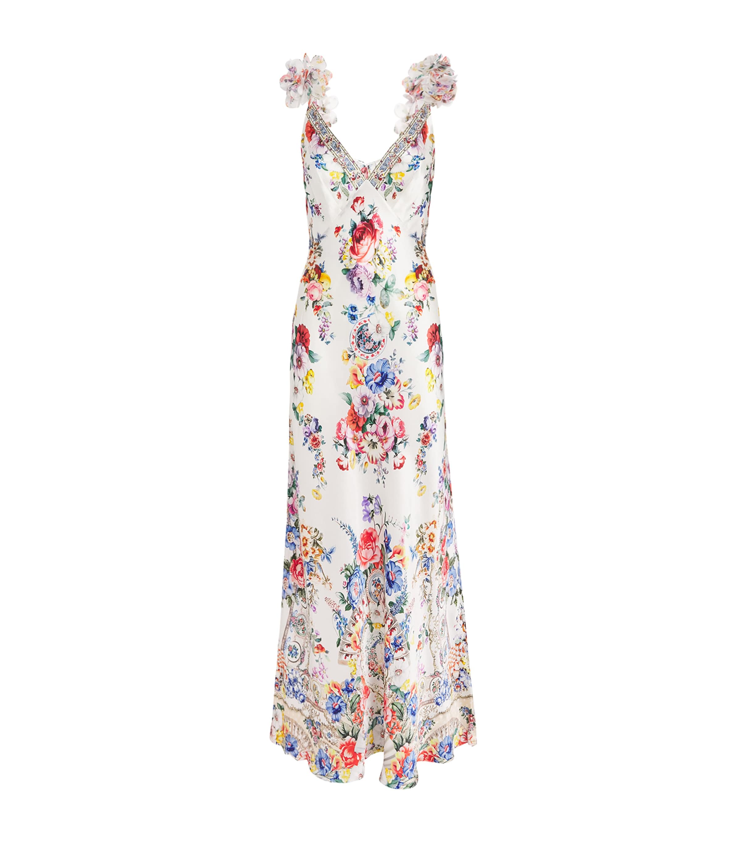 Silk Floral Print Maxi Dress