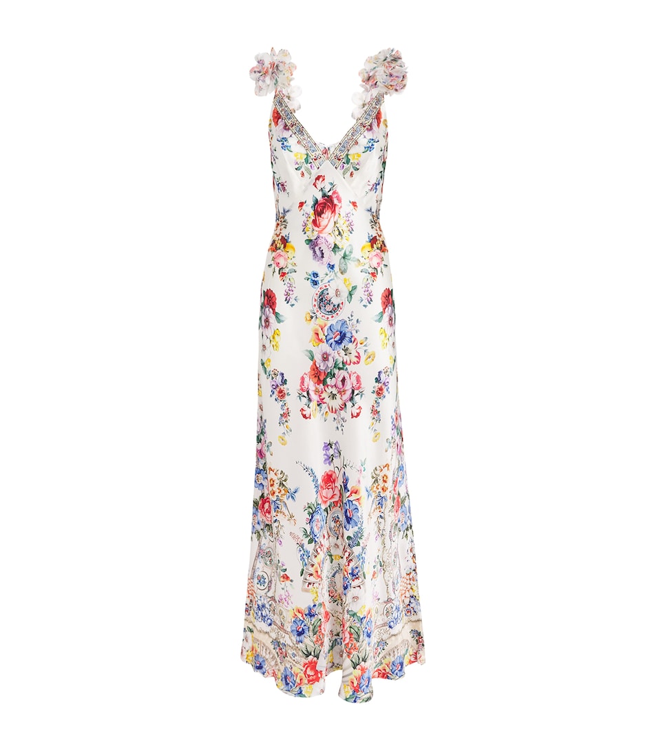 Silk Floral Print Maxi Dress