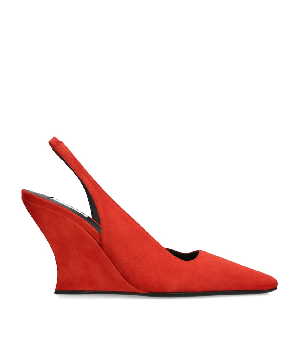 Suede Wedge Slingback Heels 90