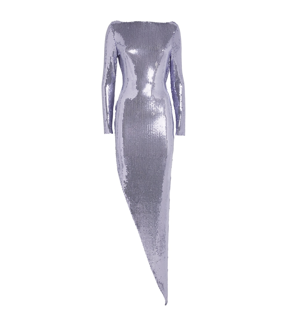 Sequin Asymetric-Drape Gown