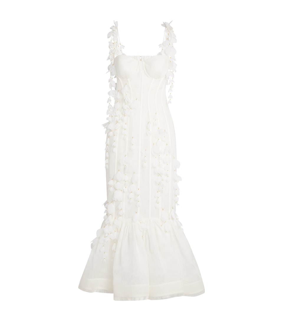 Linen-Silk Petal Midi Dress
