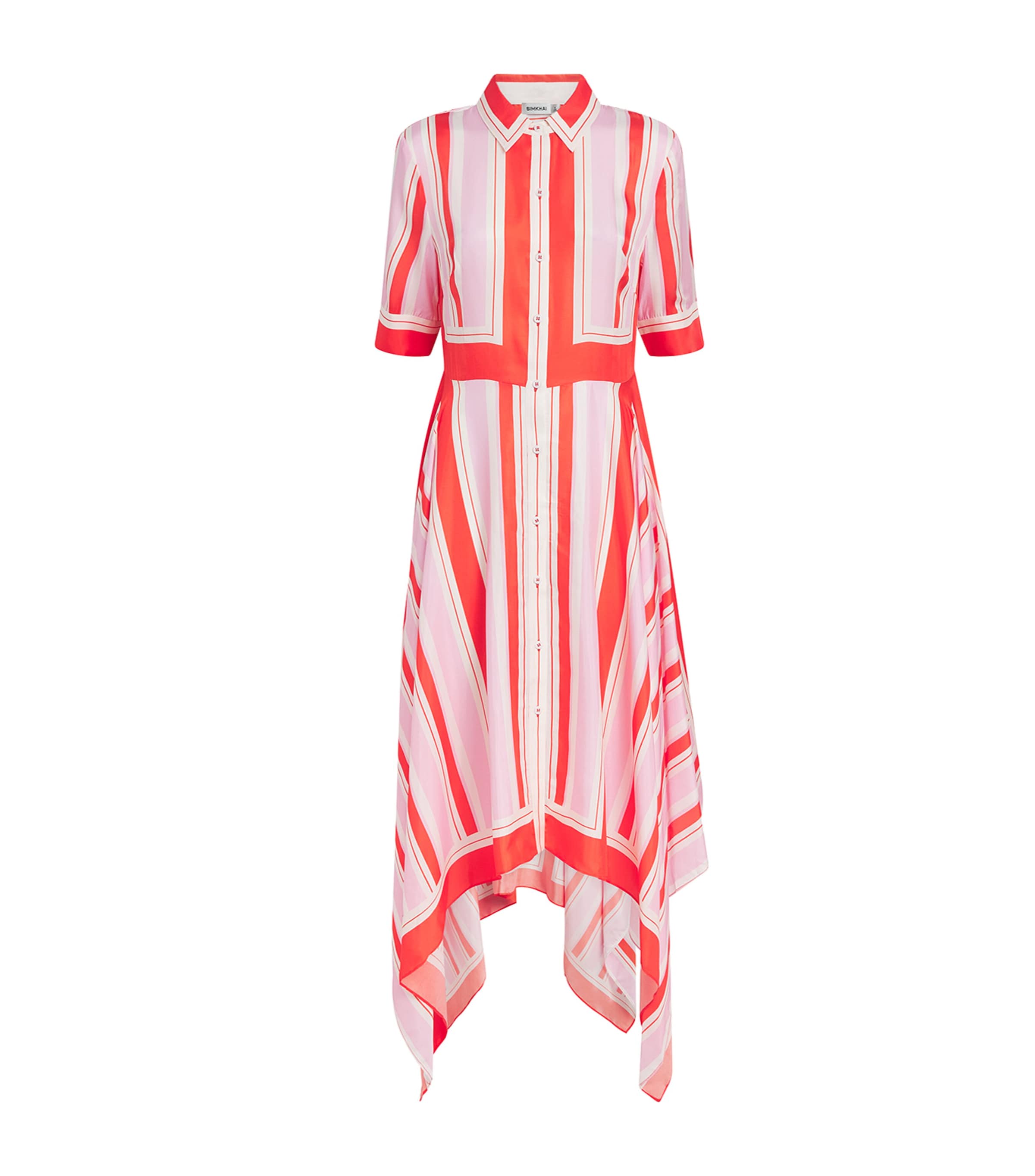 Silk-Blend Stripe Abrielle Midi Dress