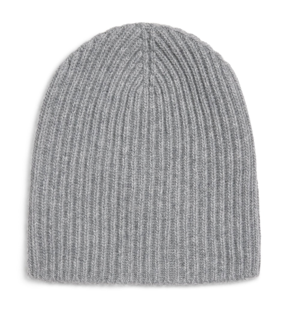 Johnstons Of Elgin Cashmere Ribbed Beanie Storm Grey