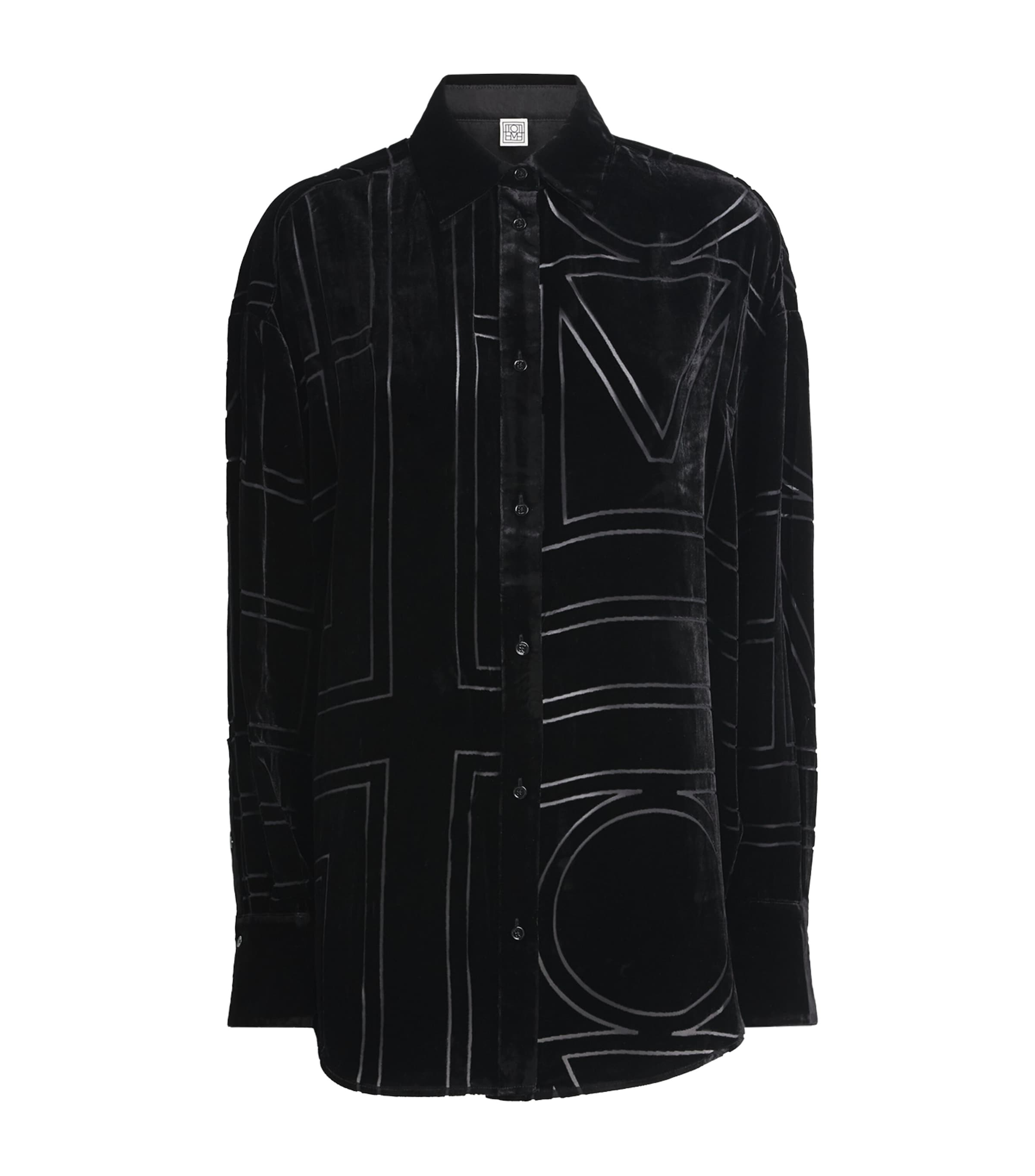 Silk Velvet Monogram Shirt
