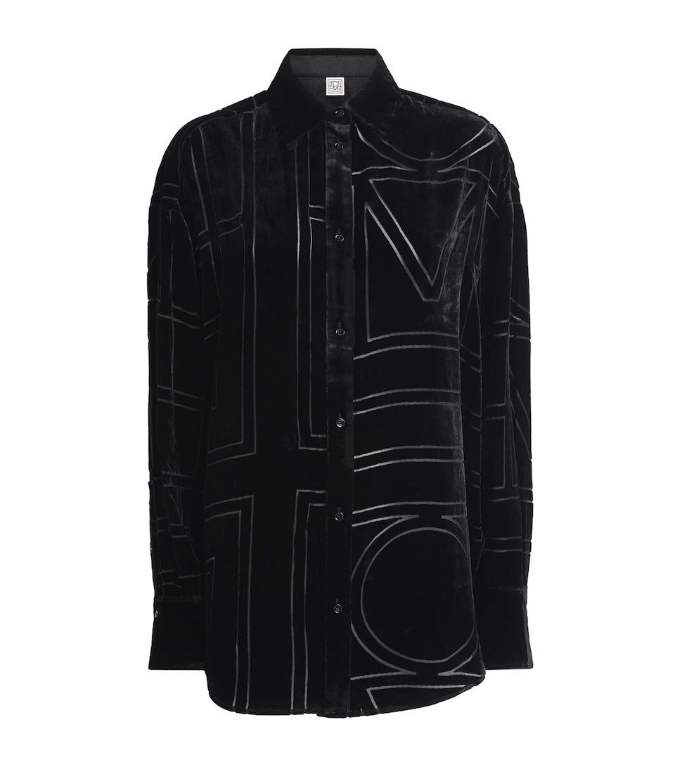 Silk Velvet Monogram Shirt