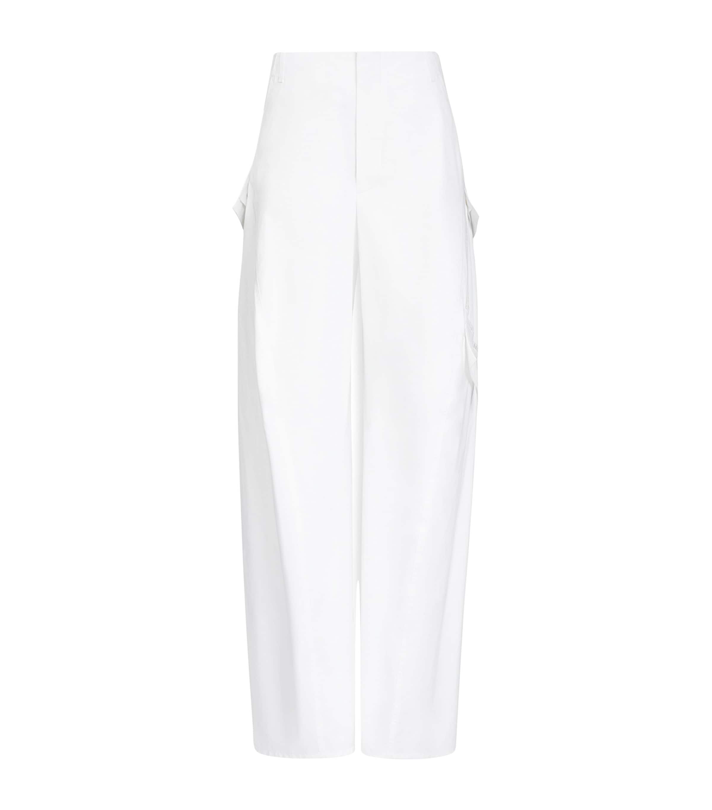 Alaïa Womens Cotton Poplin Cargo Trousers White