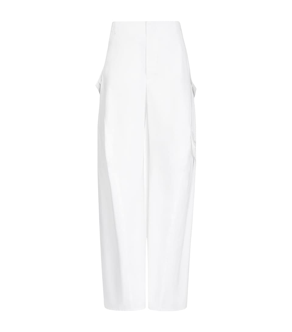 Alaïa Womens Cotton Poplin Cargo Trousers White