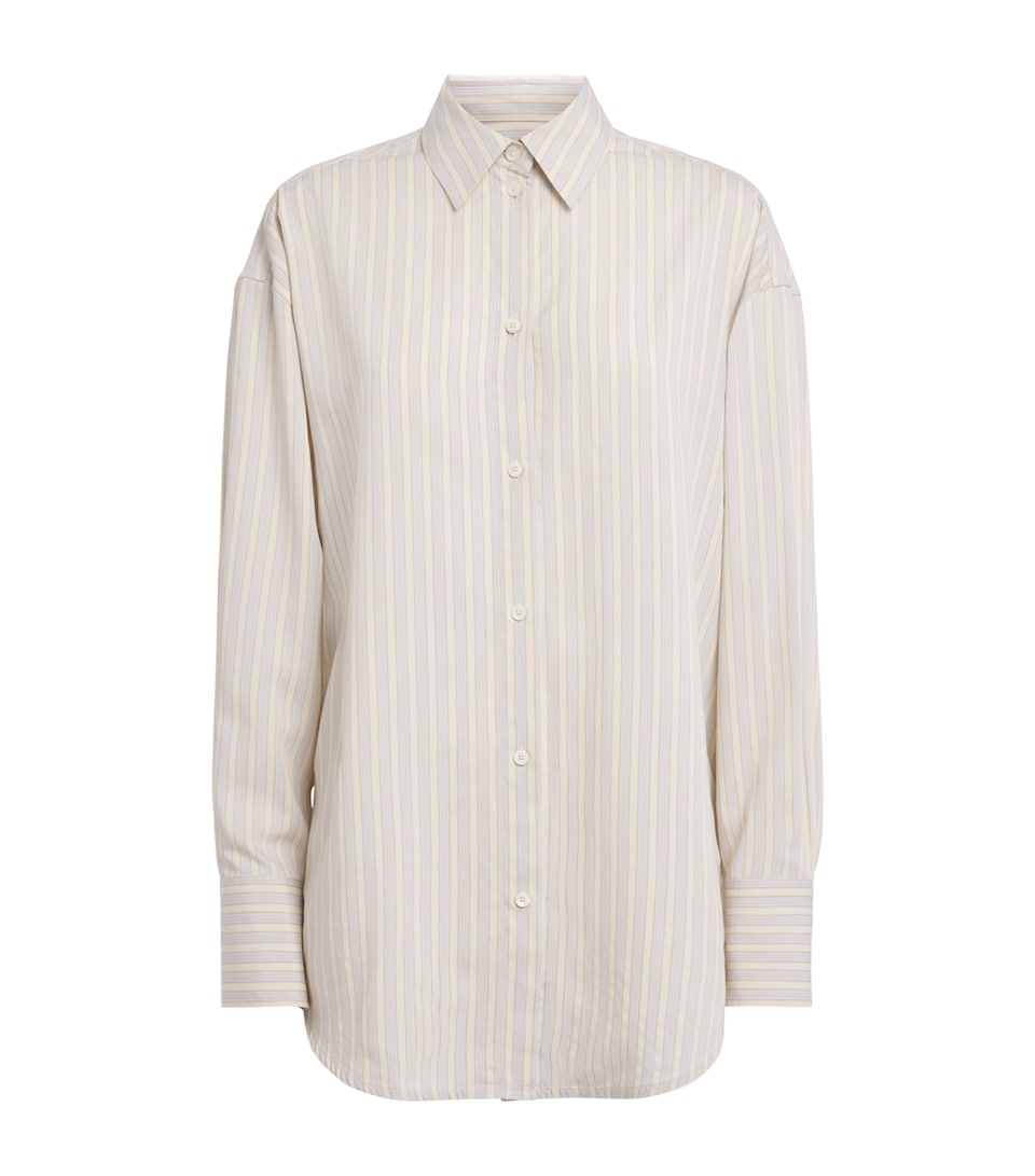 Toteme Womens Silk Oversized Stripe Shirt Yellow/sky