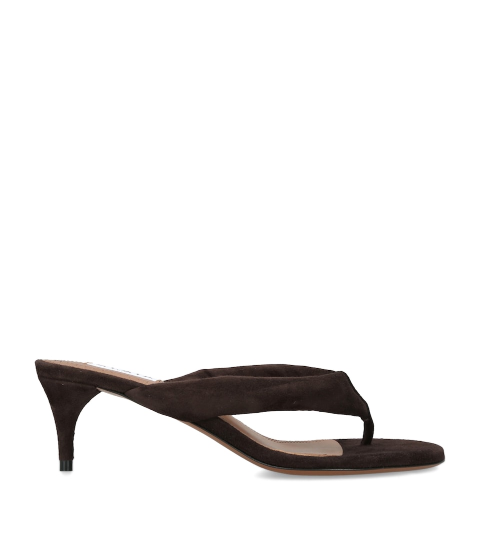 Alaïa Satin Thong Sandals 55 Dark Brown