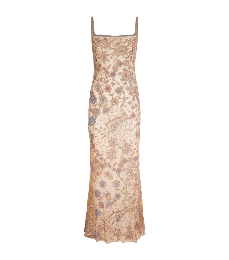 Clio Peppiatt Womens Beaded Solea Maxi Dress Pastel Multi
