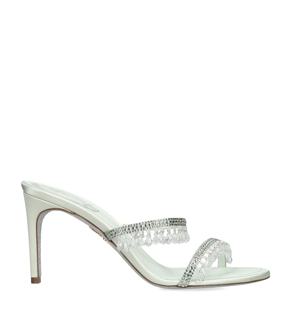 René Caovilla Leather Chandelier Mules 80 Pale Green