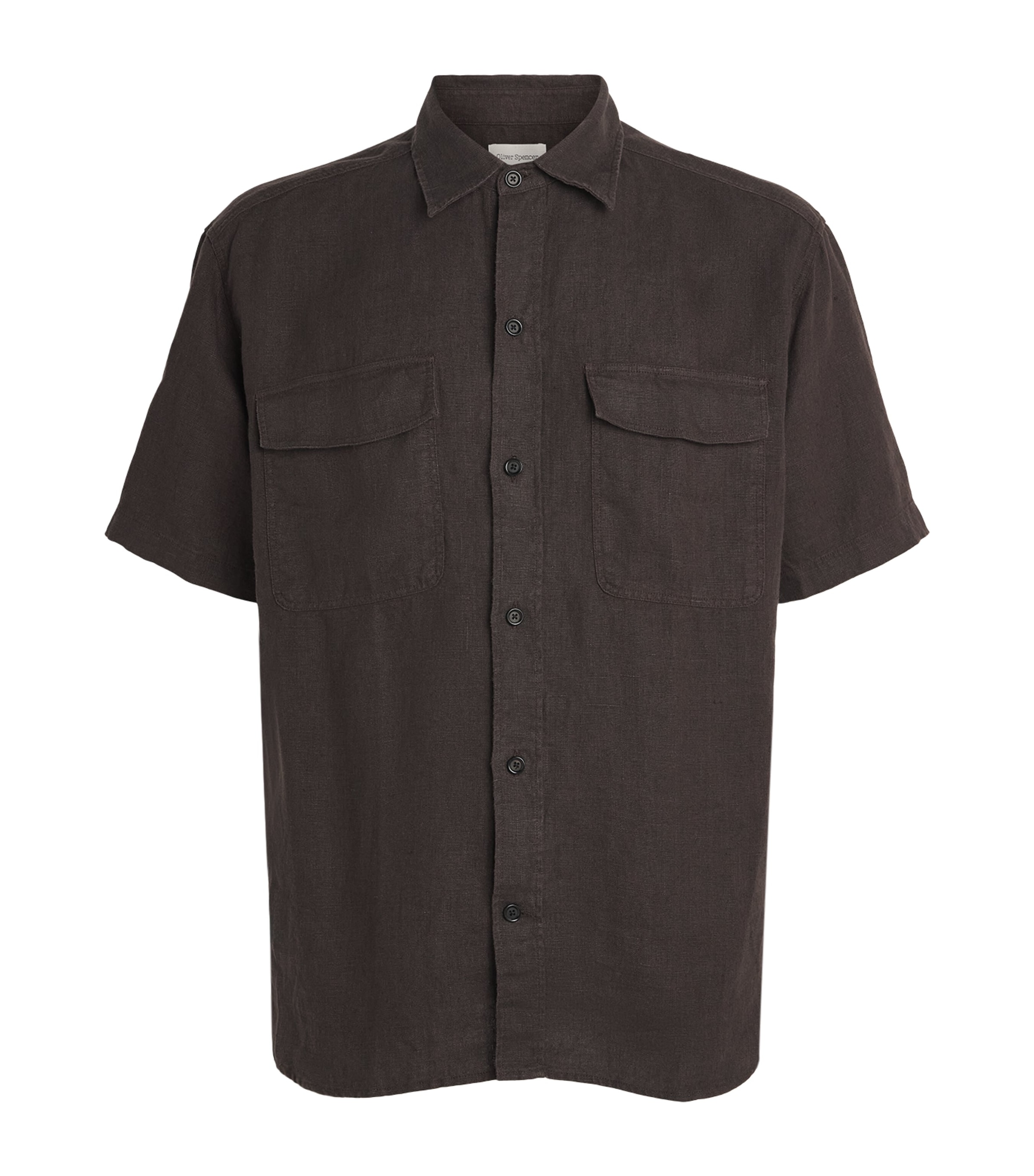 Oliver Spencer Mens Linen Penryn Shirt Brown