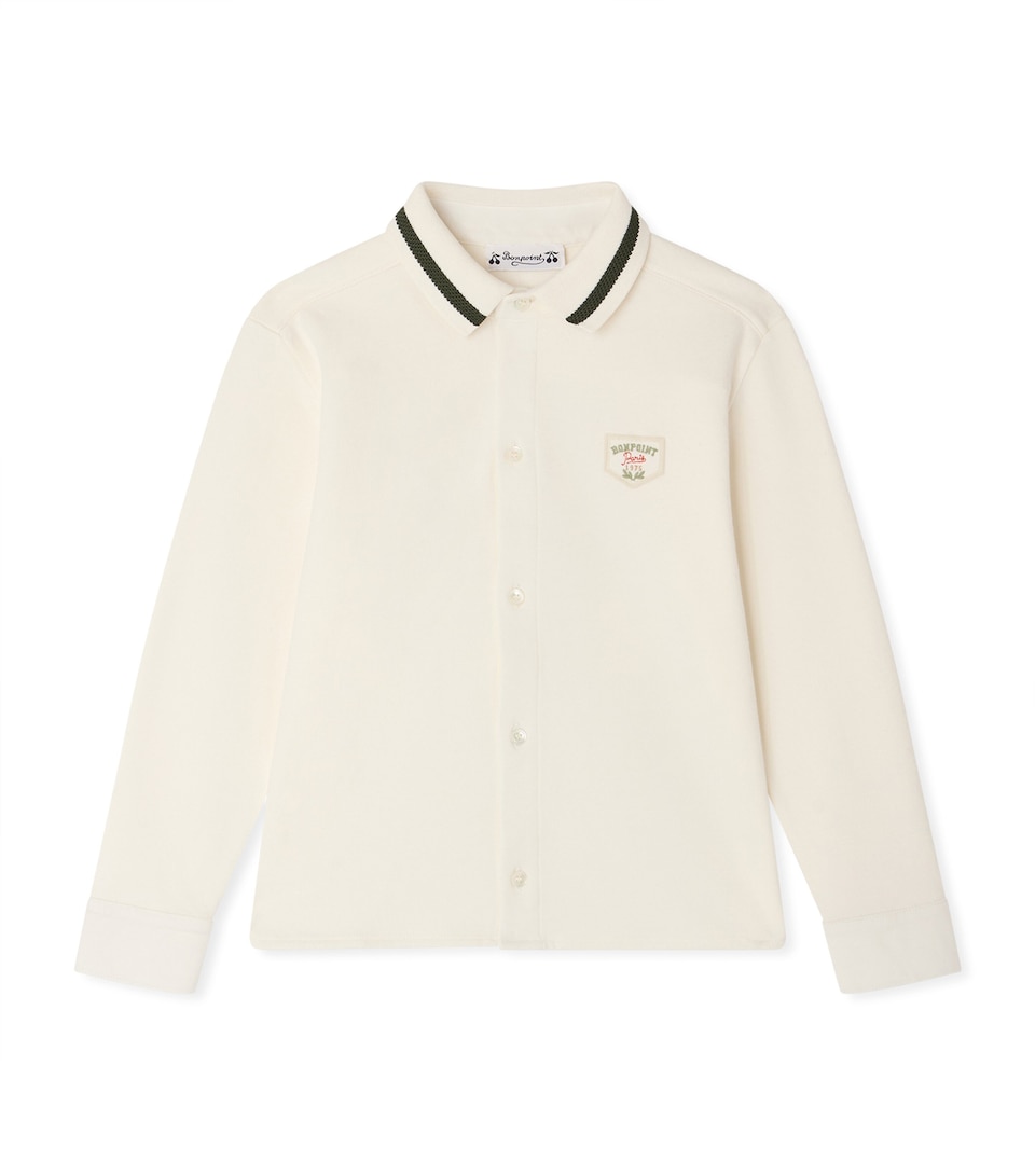 Bonpoint Cotton Long-Sleeve Polo Shirt (4-8 Years) Upb Ecru