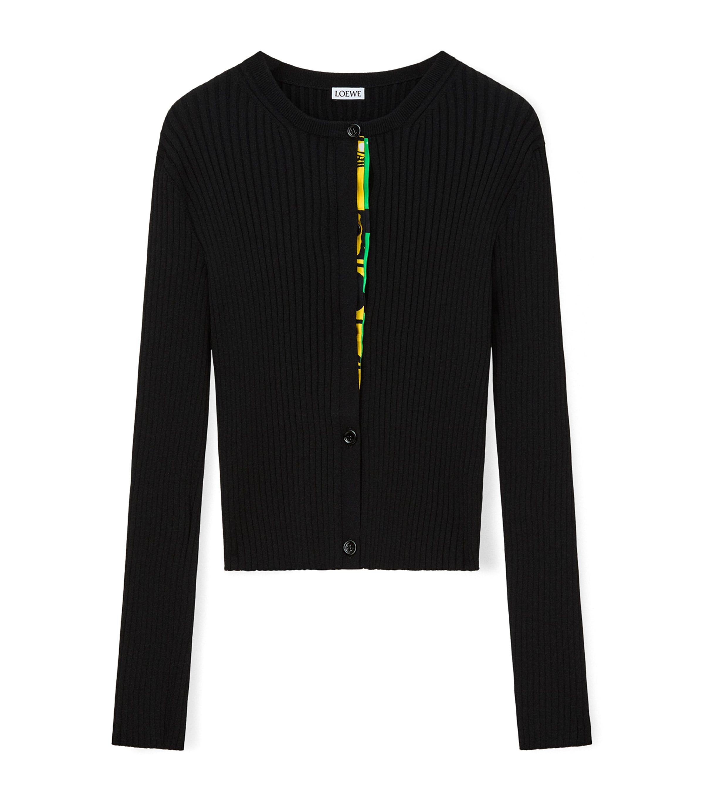 Ribbed Contrast-Detail Cardigan