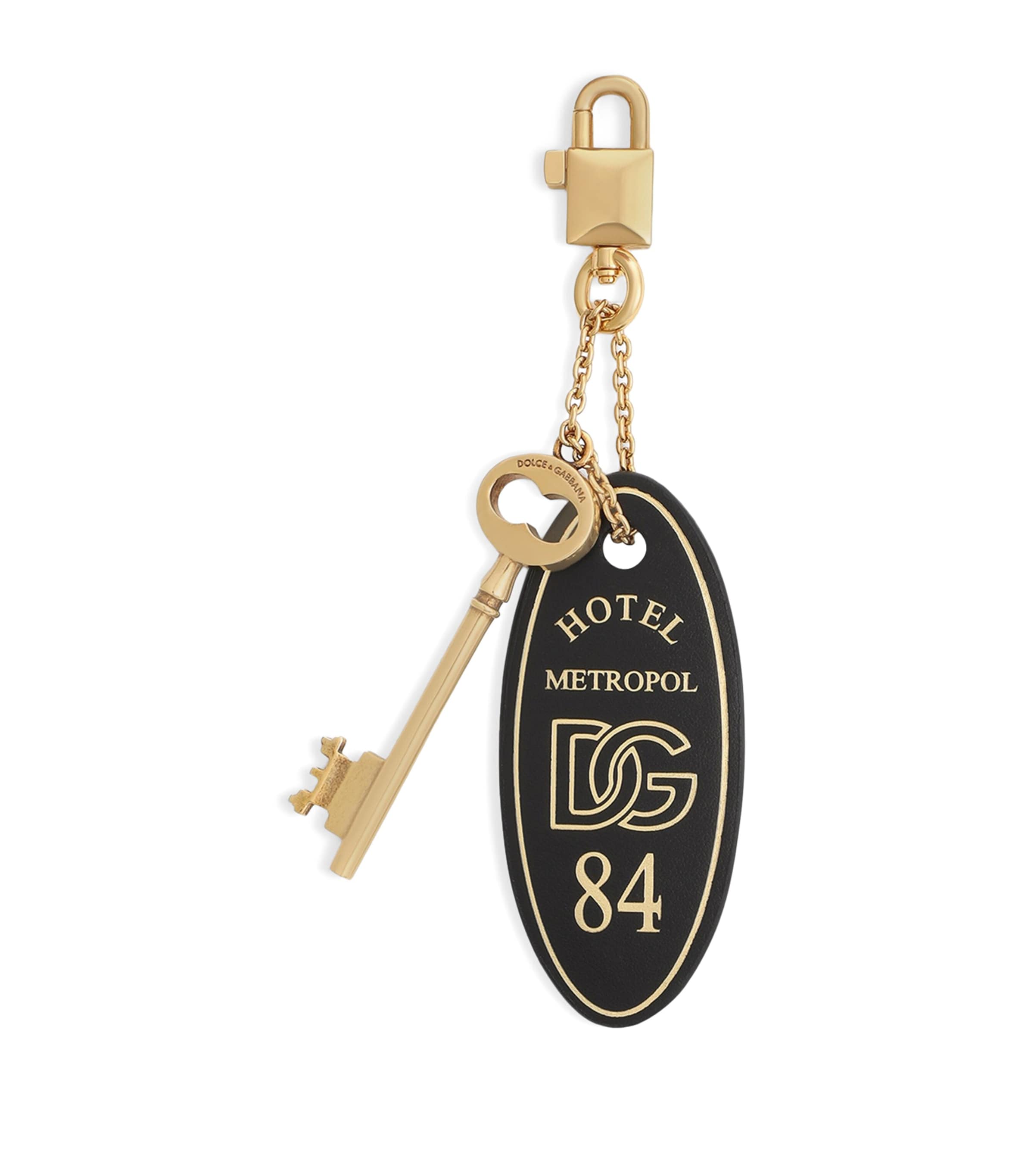 Dolce&Gabbana Leather Logo Keyring Black