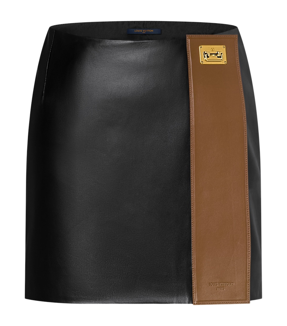 LOUIS VUITTON Womens Lambskin Colour-Block Mini Skirt Black