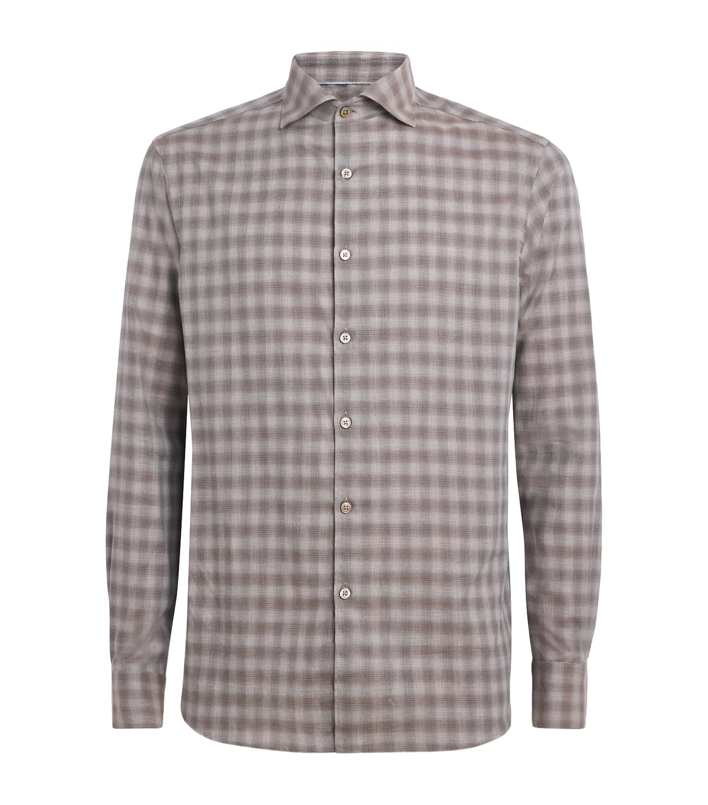 Canali Mens Cotton Blurred Check Shirt Multi