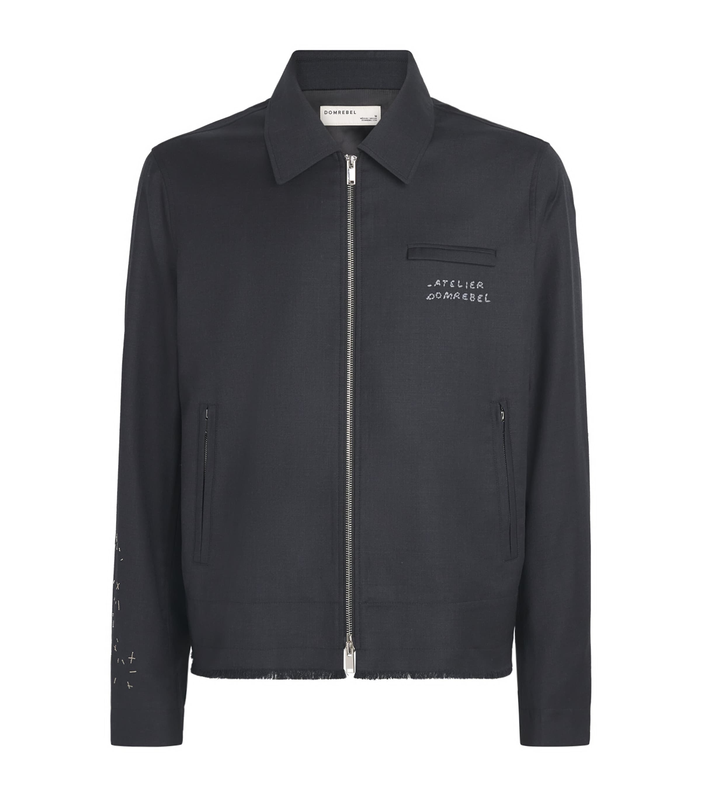 DOMREBEL Mens Virgin Wool Backstage Bomber Jacket Grey Wool