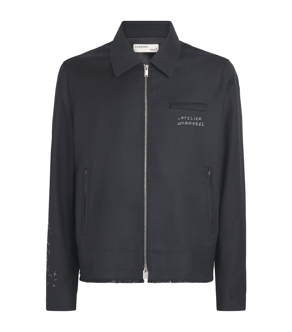 DOMREBEL Mens Virgin Wool Backstage Bomber Jacket Grey Wool