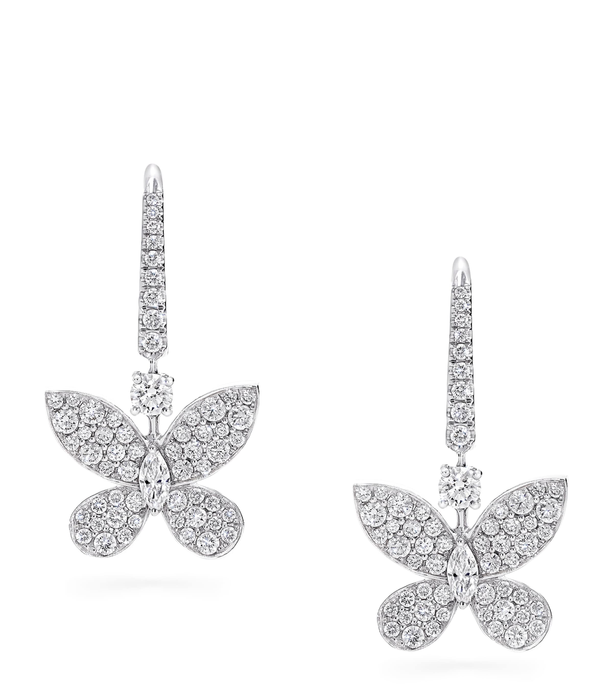 Graff White Gold and Diamond Butterfly Mini Drop Earrings White Gold
