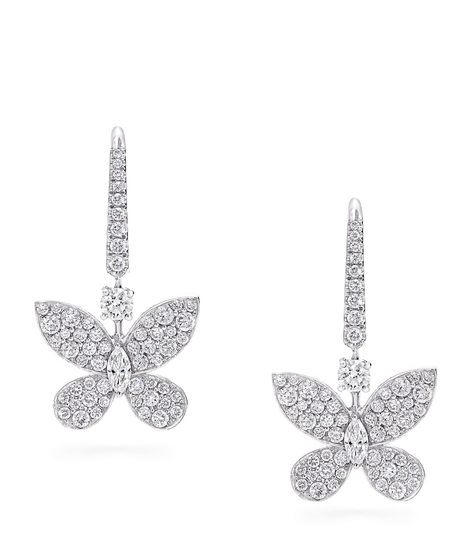 Graff White Gold and Diamond Butterfly Mini Drop Earrings White Gold
