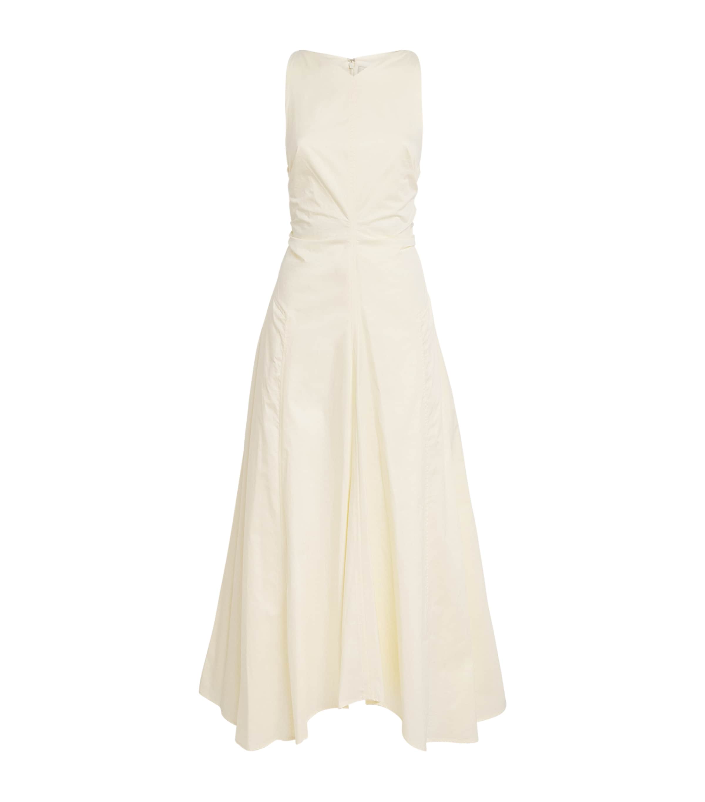CAMILLA AND MARC Womens Cotton Sleeveless Midi Dress Pale Butter