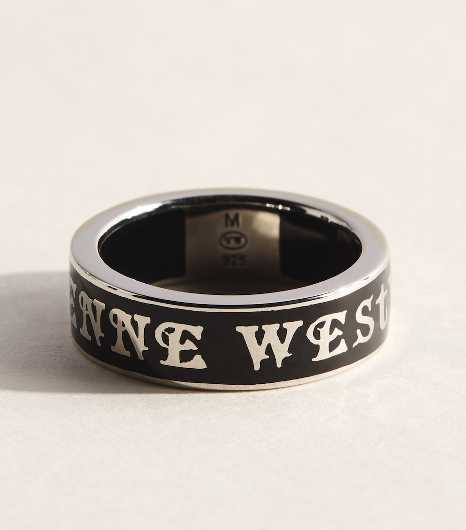 Vivienne Westwood Conduit Street Ring Plat/bk Enml