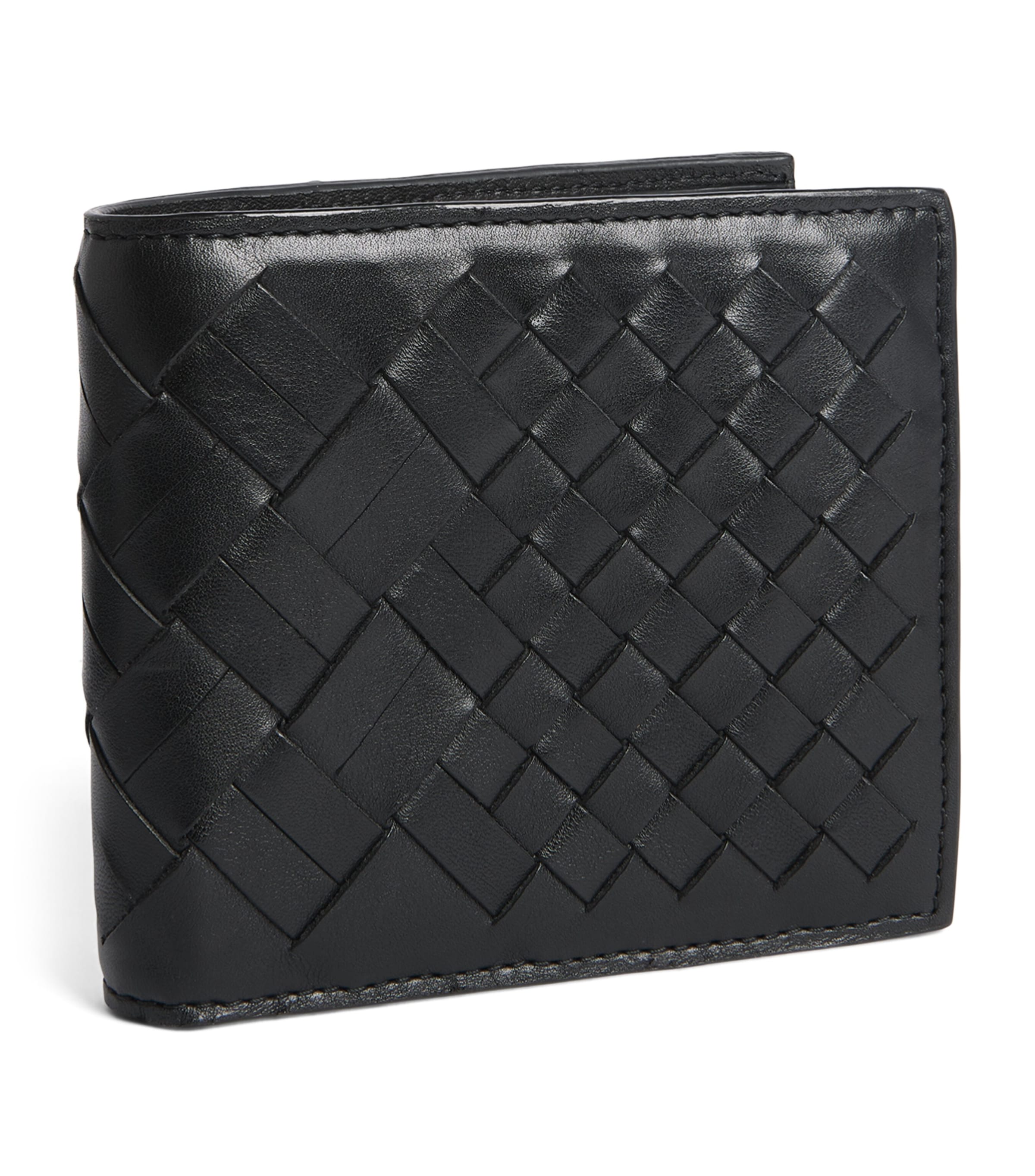 Officine Creative Woven Leather Bifold Wallet Nero