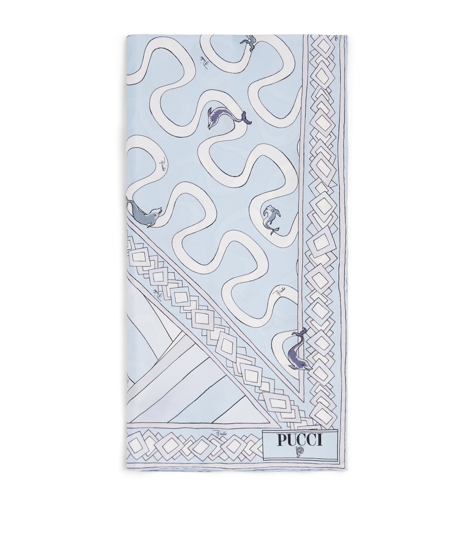 PUCCI Silk Print Square Scarf Light Blue