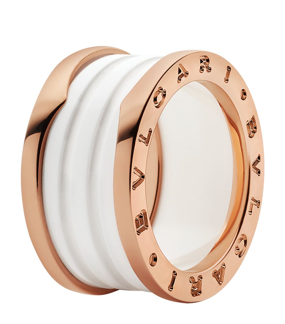 Rose Gold and Ceramic B.zero1 Four-Band Ring