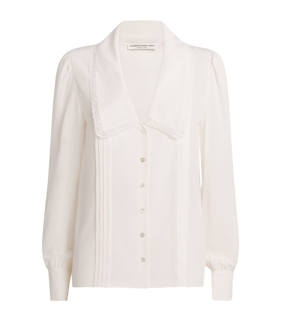 Silk Lace-Trim Blouse