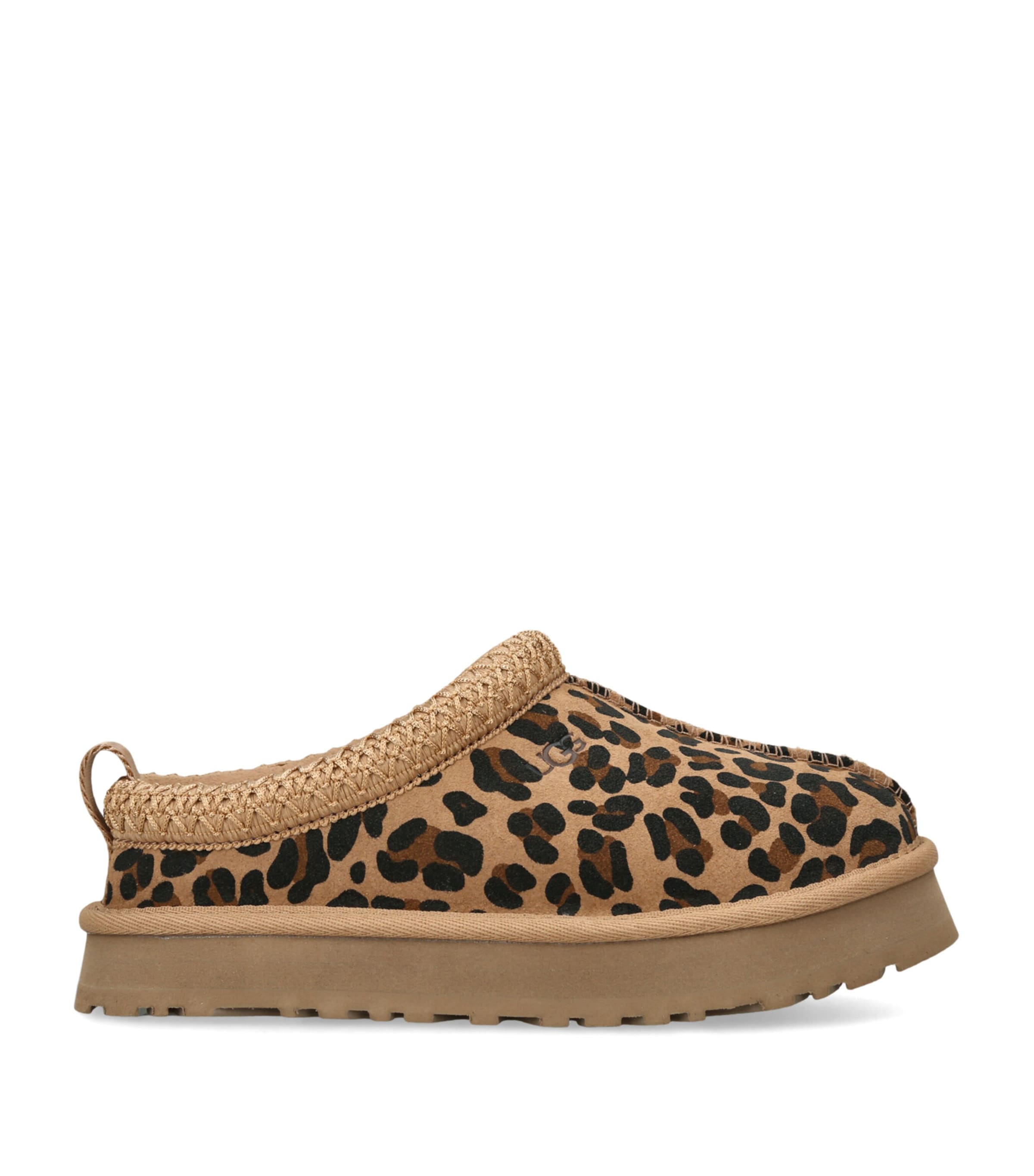 UGG Kids Suede Leopard-Print Tazz Slippers Brown/oth