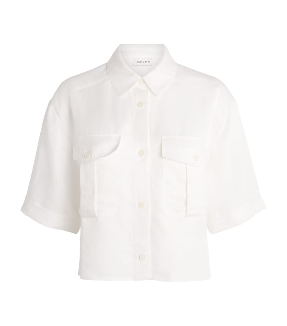 ANINE BING Womens Edith Cropped Shirt Ivory