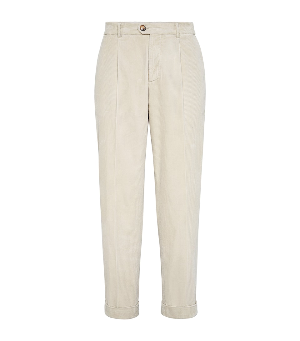 Cotton Corduroy Pleated Trousers