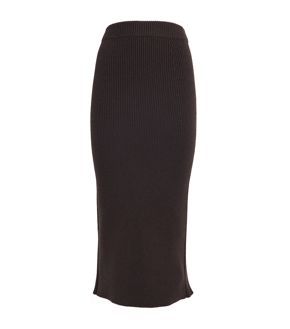 Cashmere-Blend Ribbed Midi Skirt