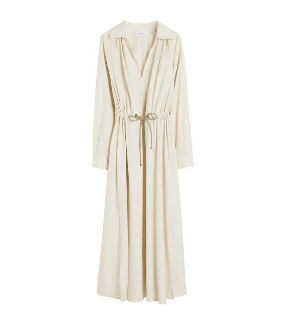 Cotton Drawstring Midi Shirt Dress