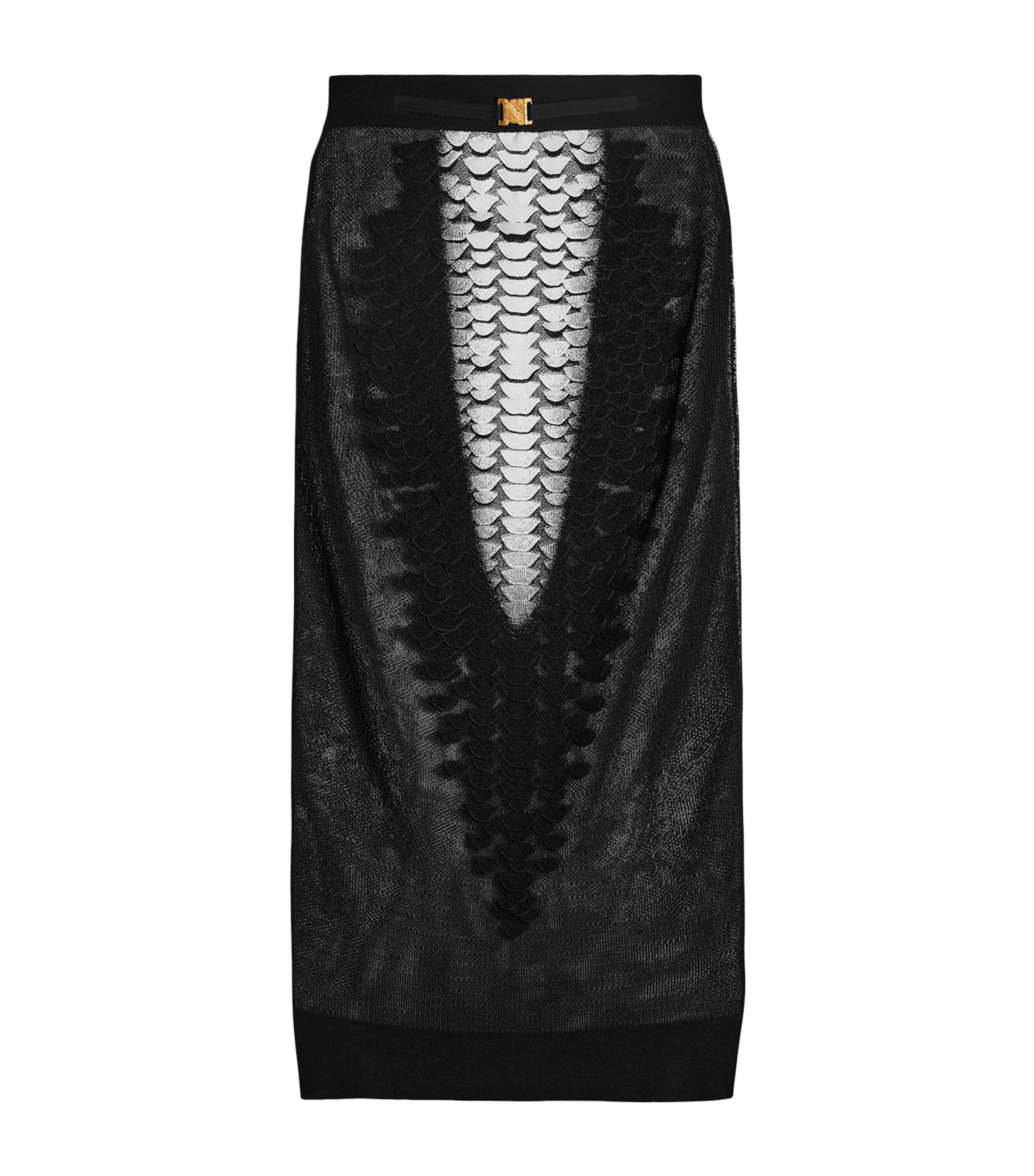 Schiaparelli Womens Knitted Gradient Scale Midi Skirt Black