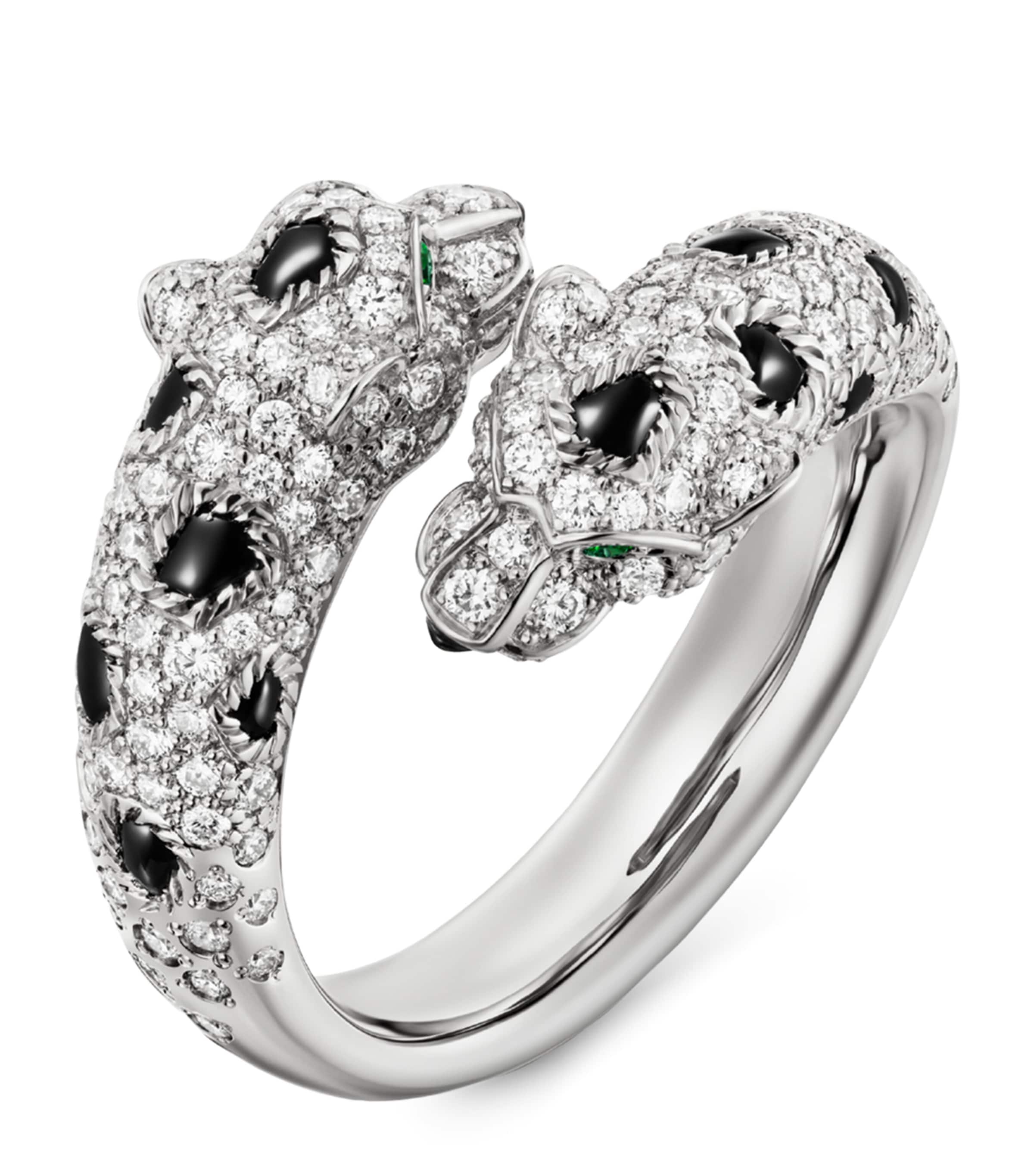 White Gold, Diamond, Emerald and Onyx Panthère de Cartier Ring