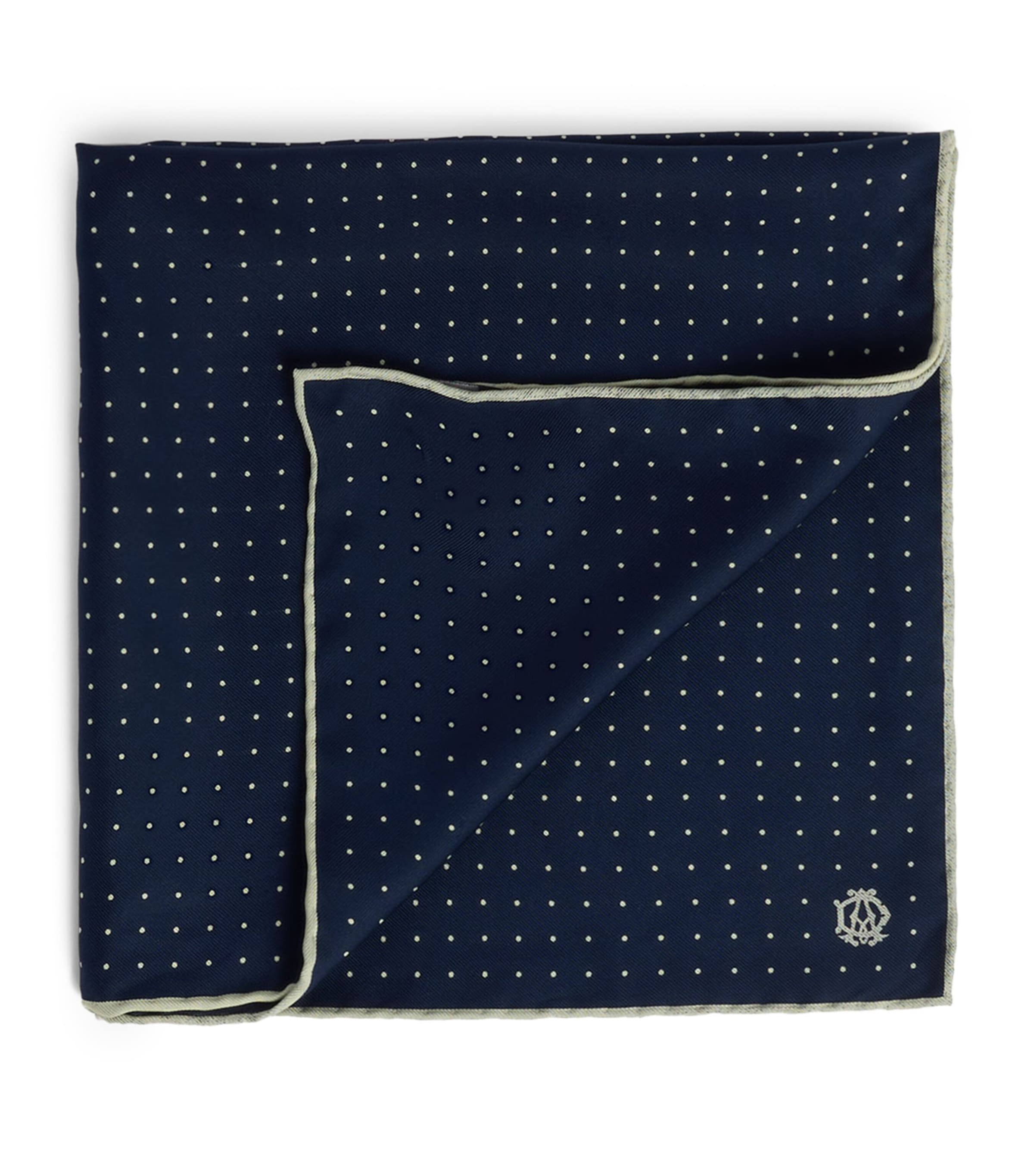 Dunhill Silk Polka-Dot Neckerchief Navy