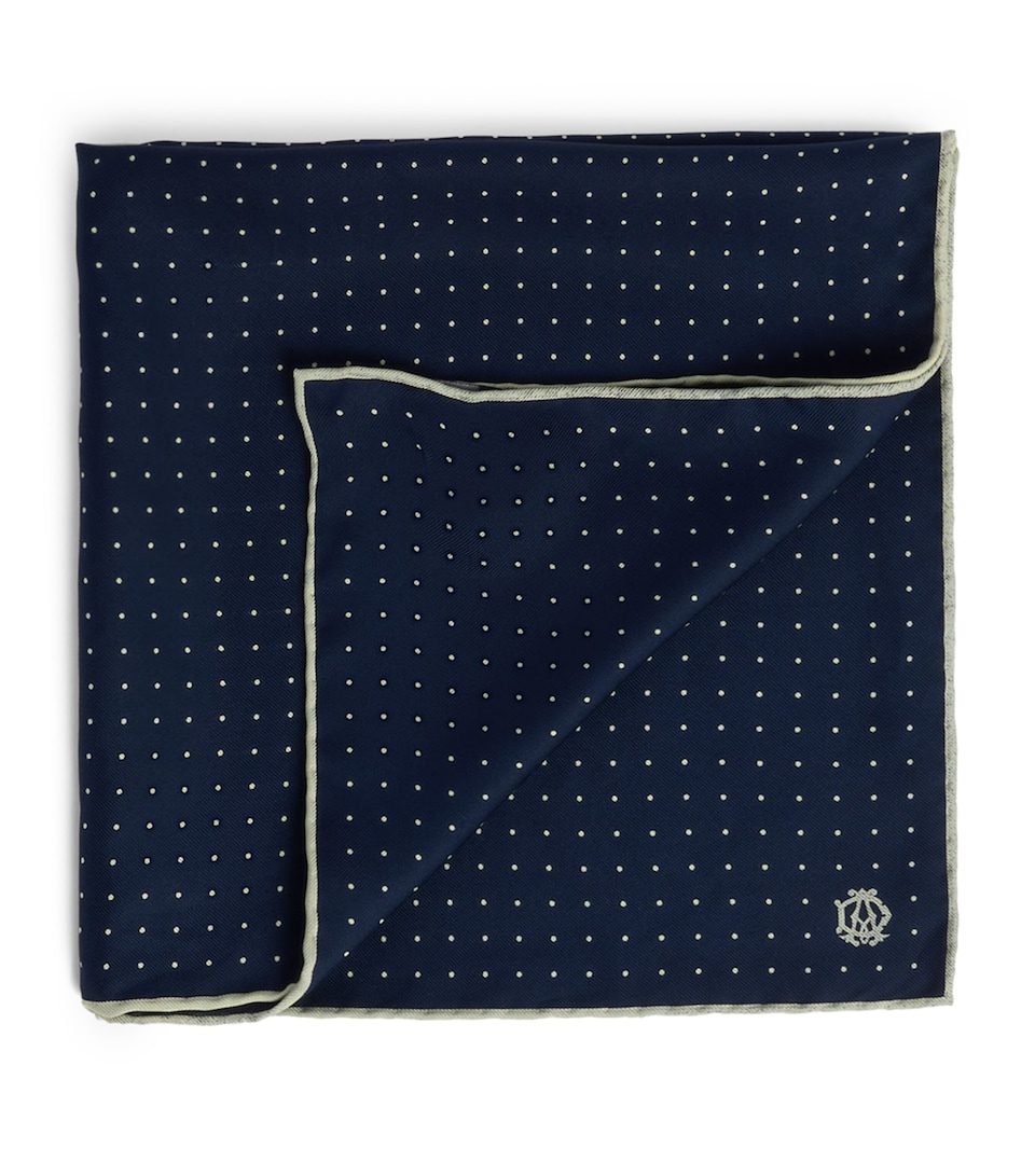 Dunhill Silk Polka-Dot Neckerchief Navy