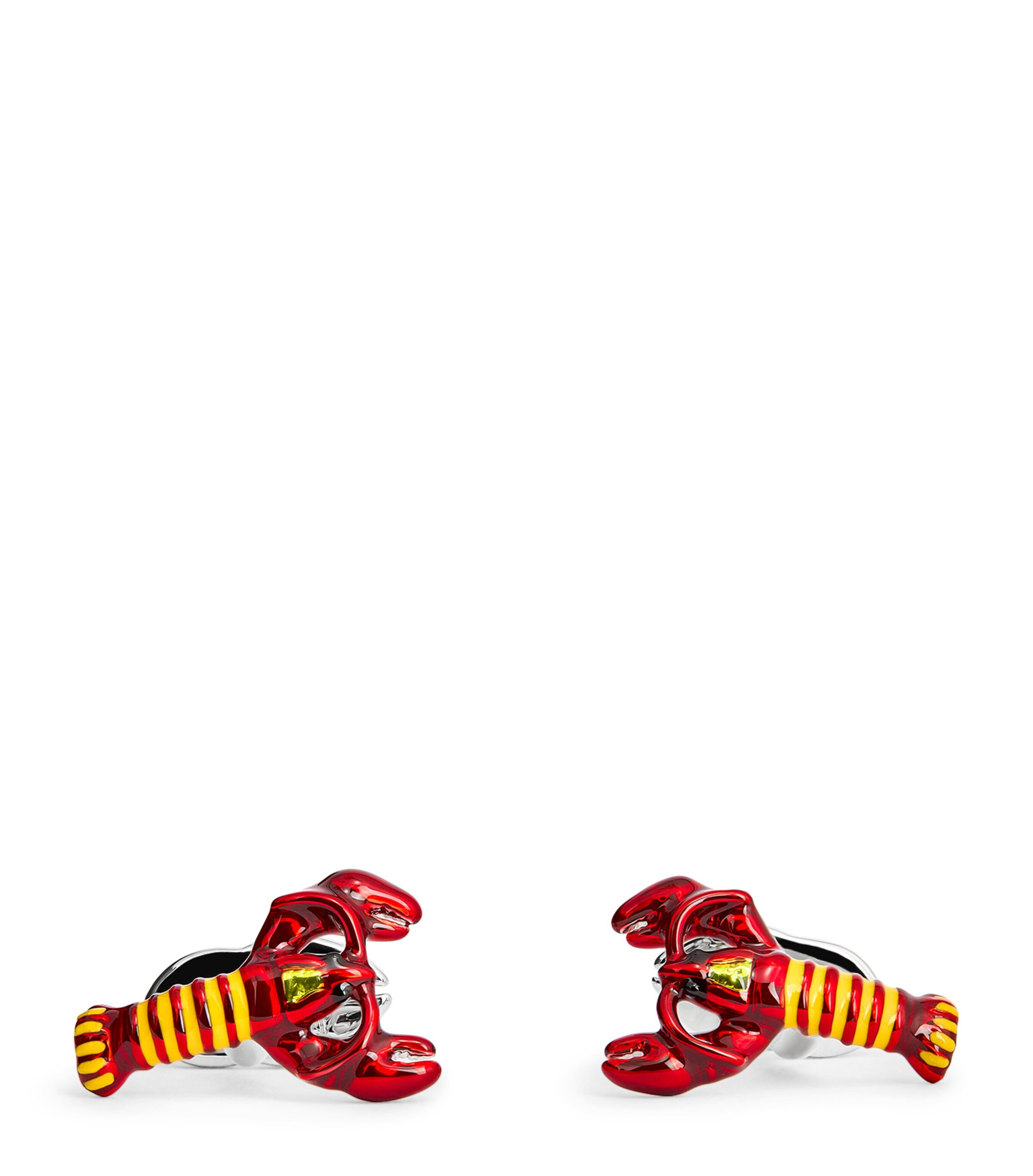 Rhodium-Plated Enamel Lobster Cufflinks
