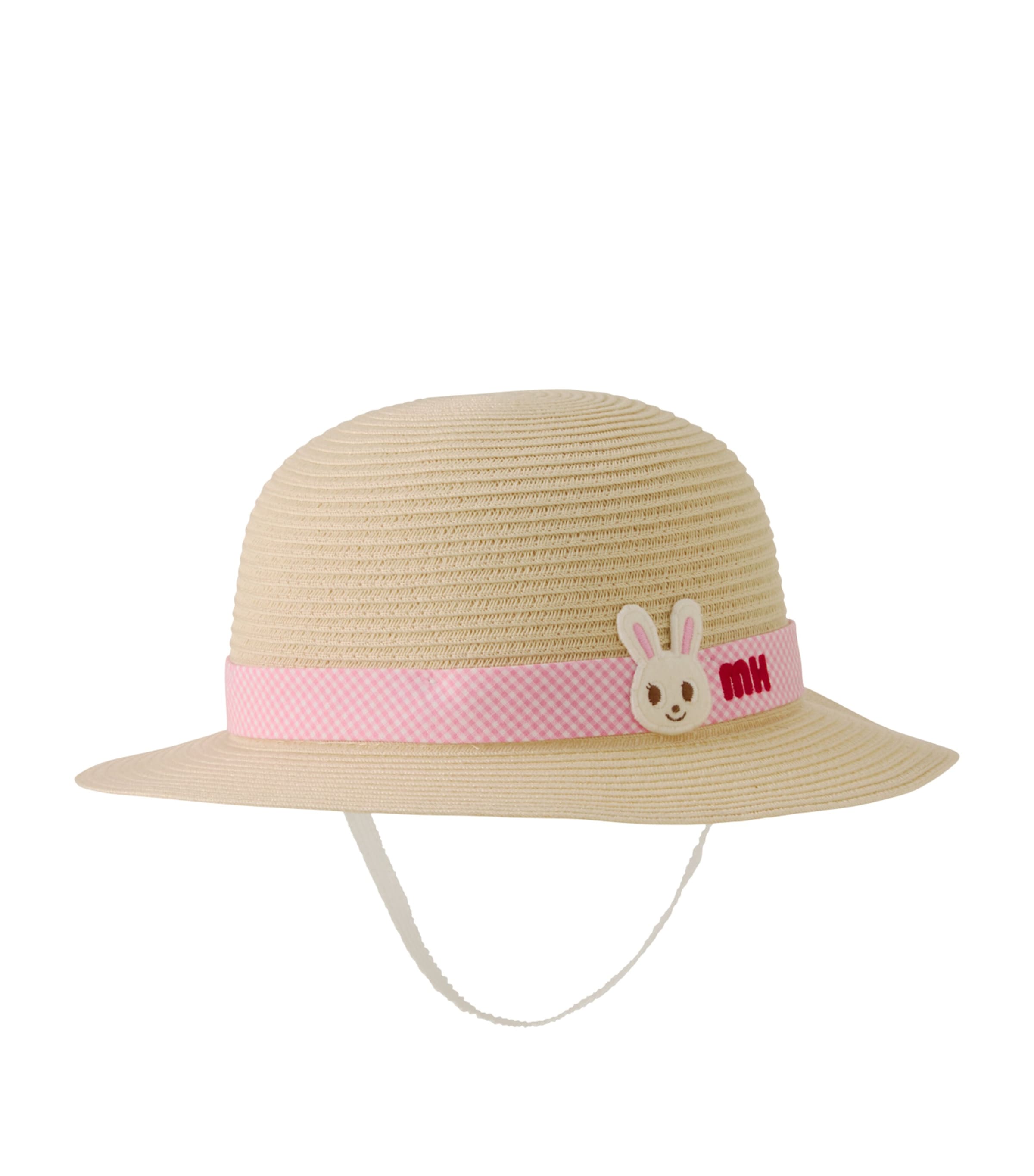 Miki House Gingham-Trim Bunny Sun Hat